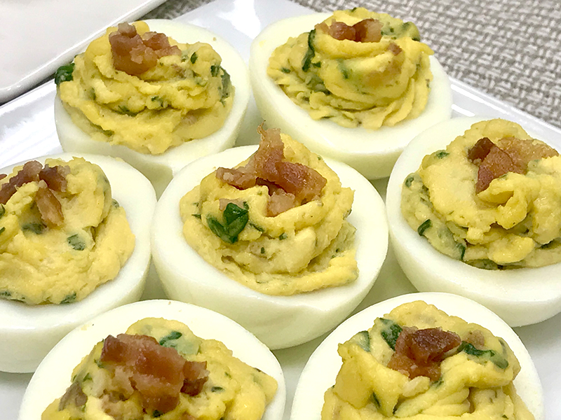 Garlic, Bacon & Spinach Deviled Egg